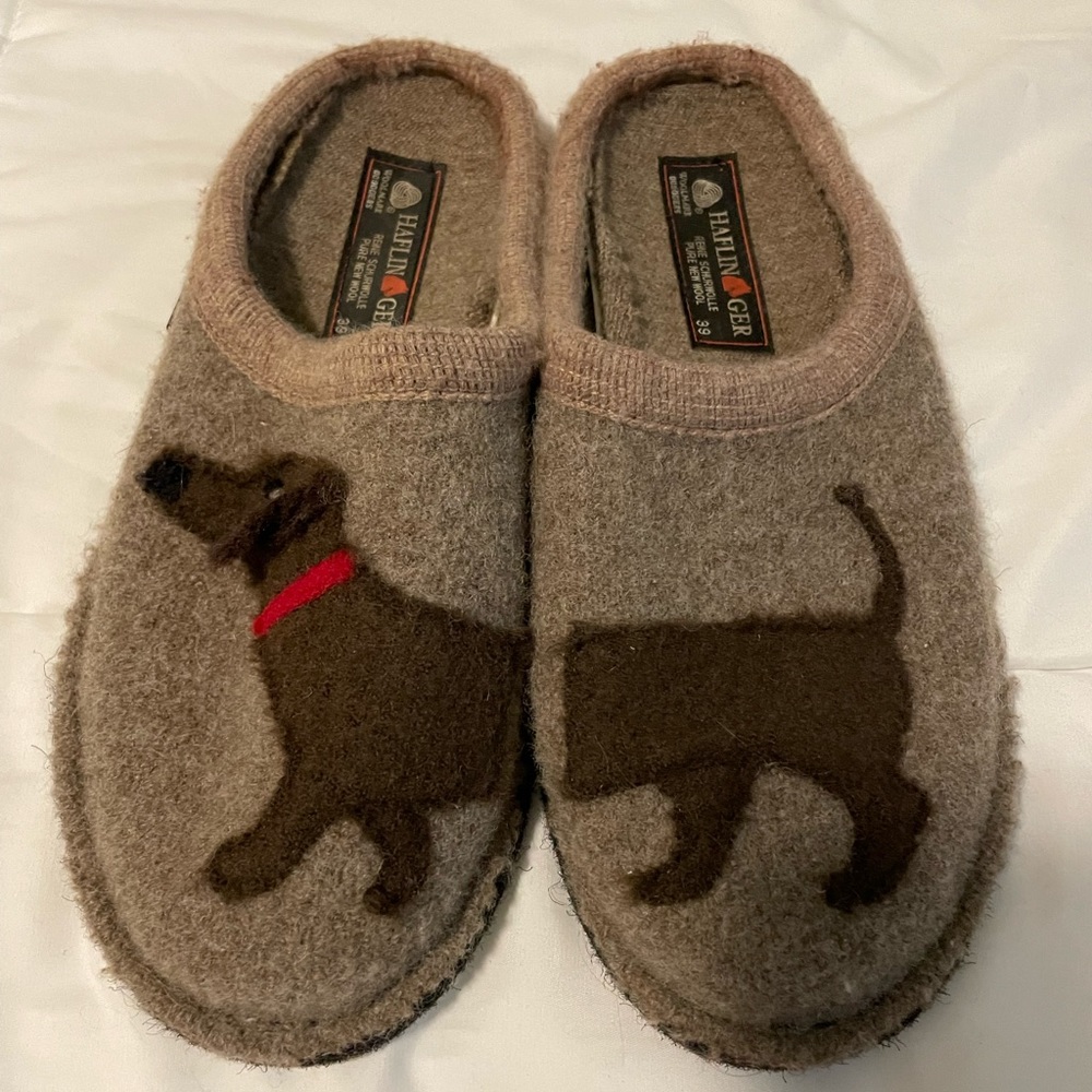 Haflinger weenie dog dachshund house shoes size 39 wool